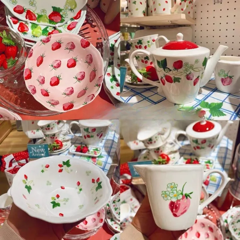 Apple dish set, household cute ceramics, high-value tableware dishes, girl heart Japanese