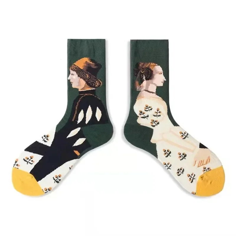 جوارب أنبوبية عالية الخصر للأزواج ، جوارب نسائية ، طراز جامعي عتيق ، اتجاه ألوان إبداعي ، شخصية ، الخريف والشتاء