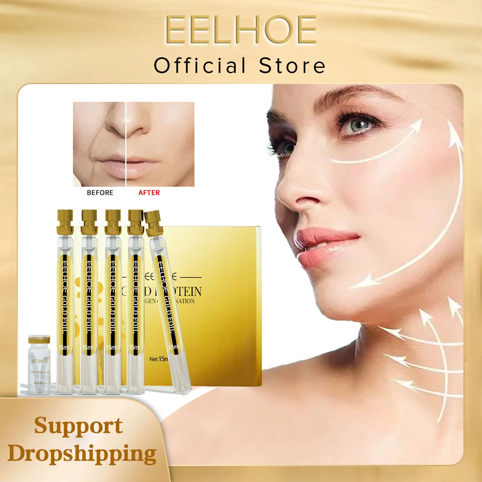 EELHOE Protein Lifting Thread Kit Face Lift Plump Silk Protein Line Carving Anti Aging Firming Fade Fine Wrinkle Serum Skin Care