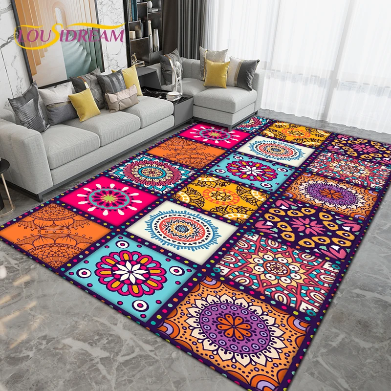 Bohemia Mandala Area Rug Large,Carpets Rugs for Living Room Bedroom Sofa ,Kitchen Bathroom Entrance Doormat Non-slip Floor Mats