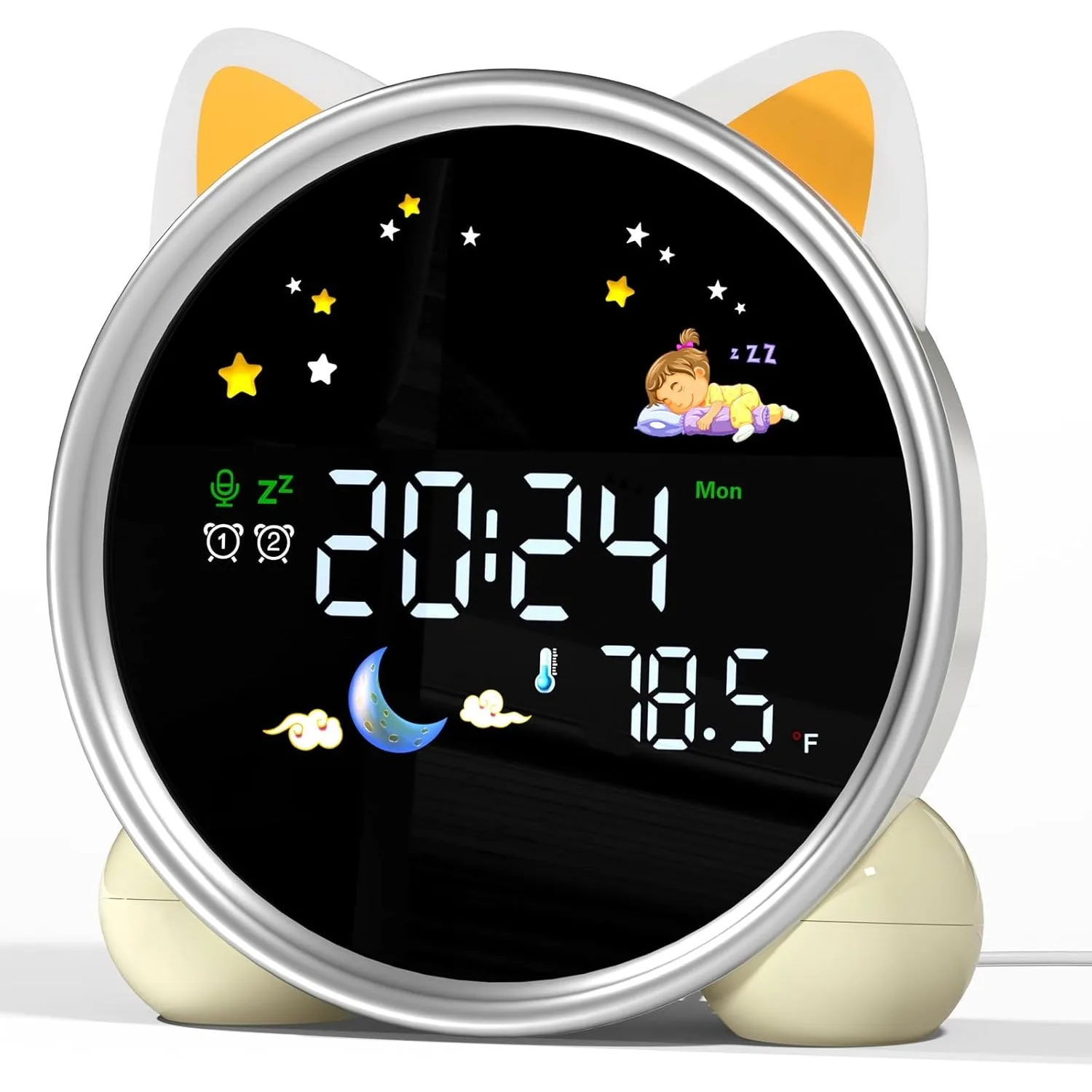 

Многофункциональный детский будильник-ночник в виде кошки для спальни с функцией звукового тренажера для сна, подарок для мальчиков и девочек