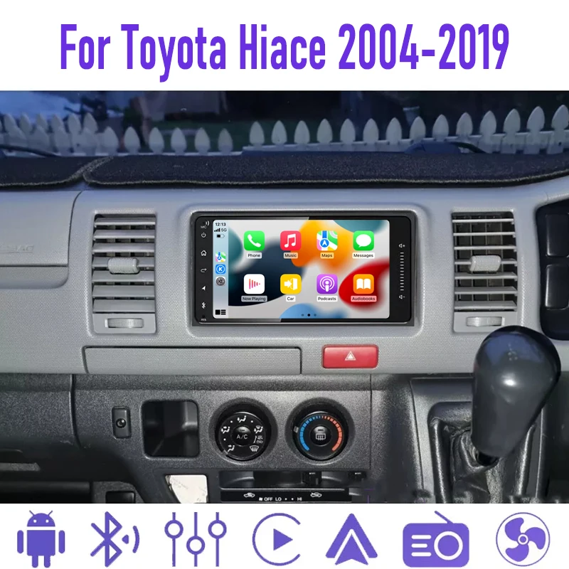 

7" For Toyota Hiace 2004-2019 Head Unit Car Radio Stereo Wireless Carplay Apple Android Auto Reversing Image GPS Navi BT 4-64GB