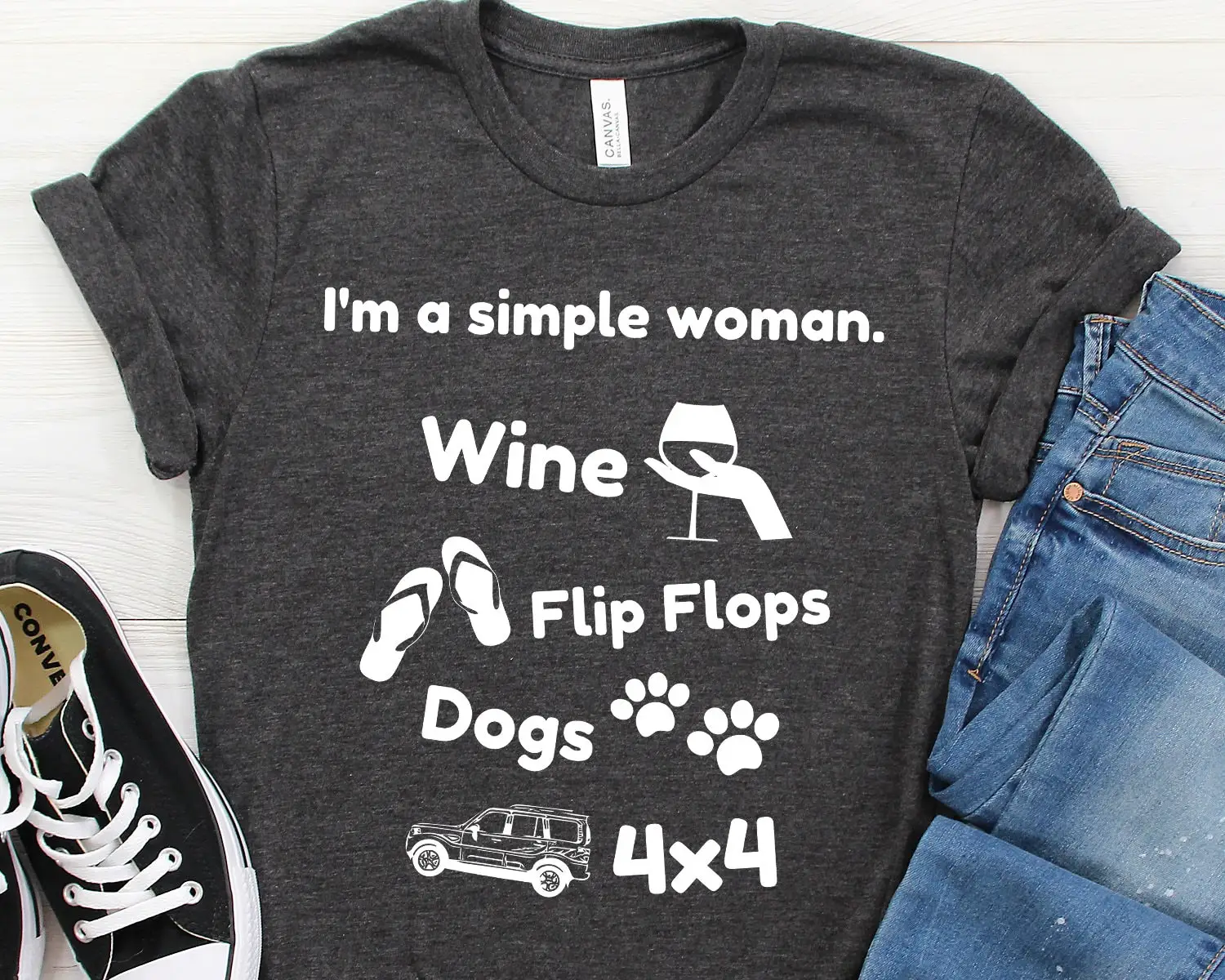 Simple Woman 4x4 T Shirt Wine Flipflops Flip Flops Dog Lover Mudding Offroad