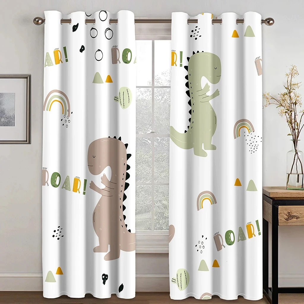 Cartoon Boys Lovely Dinosaur Curtains Colorful Safari Wildlife Funny Animal Child Dinosaur Curtains for Kids Bedroom Living Room