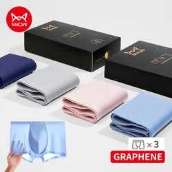 MiiOW 3Pcs Ice Silk Men Underwear Boxer Men's Panties Comfortable Graphene Sexy Underpants Boxers Shorts Men Underwear Fashion