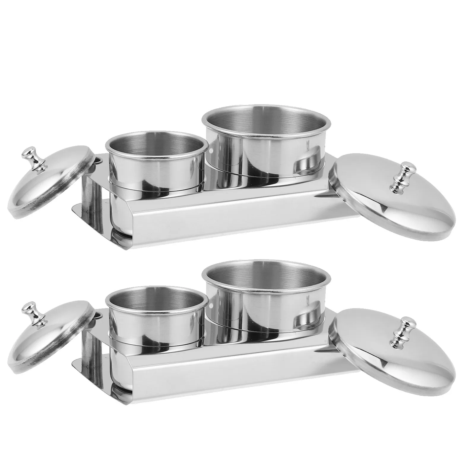 

2Pcs Nail Art Dappen Dish Stainless Steel Spill Proof Acrylic Liquid Container Portable Nail Tool Organizer for Manicure Salon