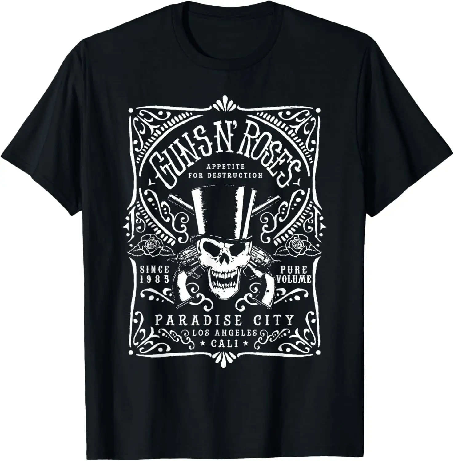 Official Guns N' Roses Paradise City Label T-Shirt 100% Cotton Trendy Y2K Short-Sleeve Tee – Soft, Quick-Drying, &