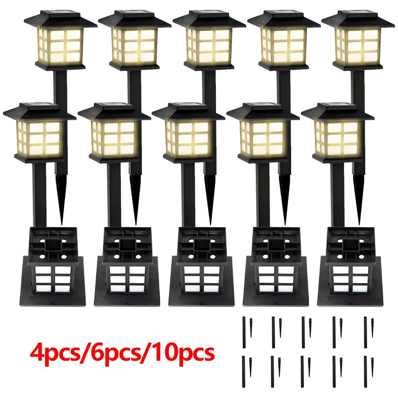 Warm White Solar Garden Lights Outdoor IP65 Waterproof Solar Pathway Lights Auto Charging Solar Landscape Stake Light for Yard