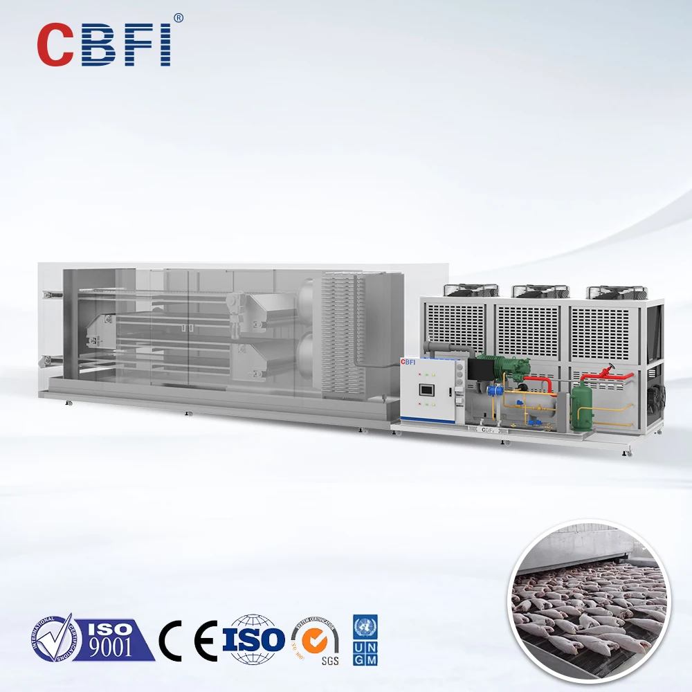750kg/h Spiral Freezer Commercial Blast Chiller Quick Freezing Machine Gearbox Bearing for Fish Fast Cooling High Productivity