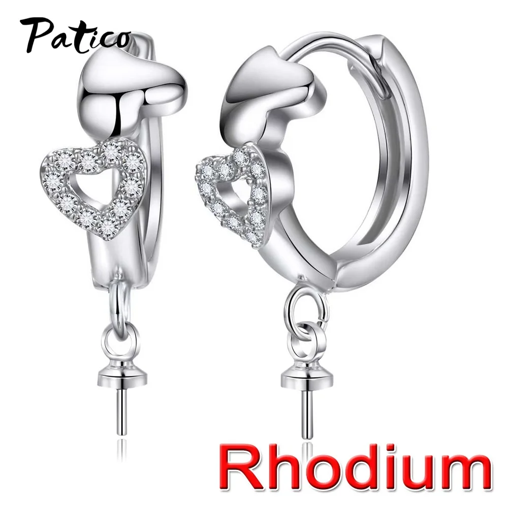 DIY kreative echte 925 Sterling Silber Ohrring Creolen Handwerk Runde Schleifen Frauen Zirkon Ohrringe machen Erkenntnisse