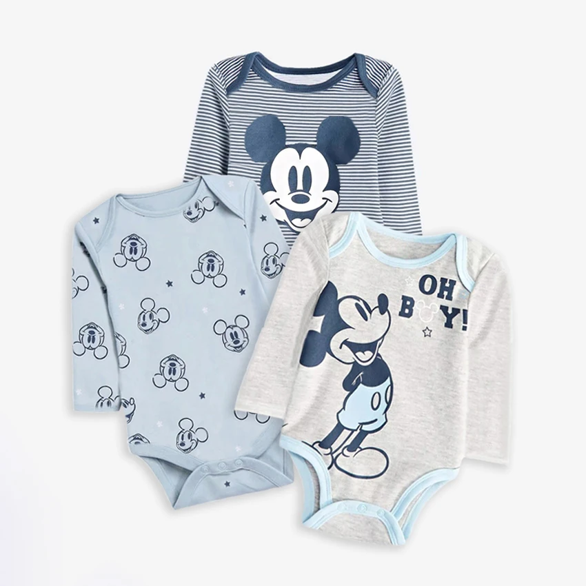 3Pcs Mickey Mouse Newborn Baby Rompers Baby Boy Jumpsuit Roupas Bebes Infant Clothes Summer Baby Bodysuits