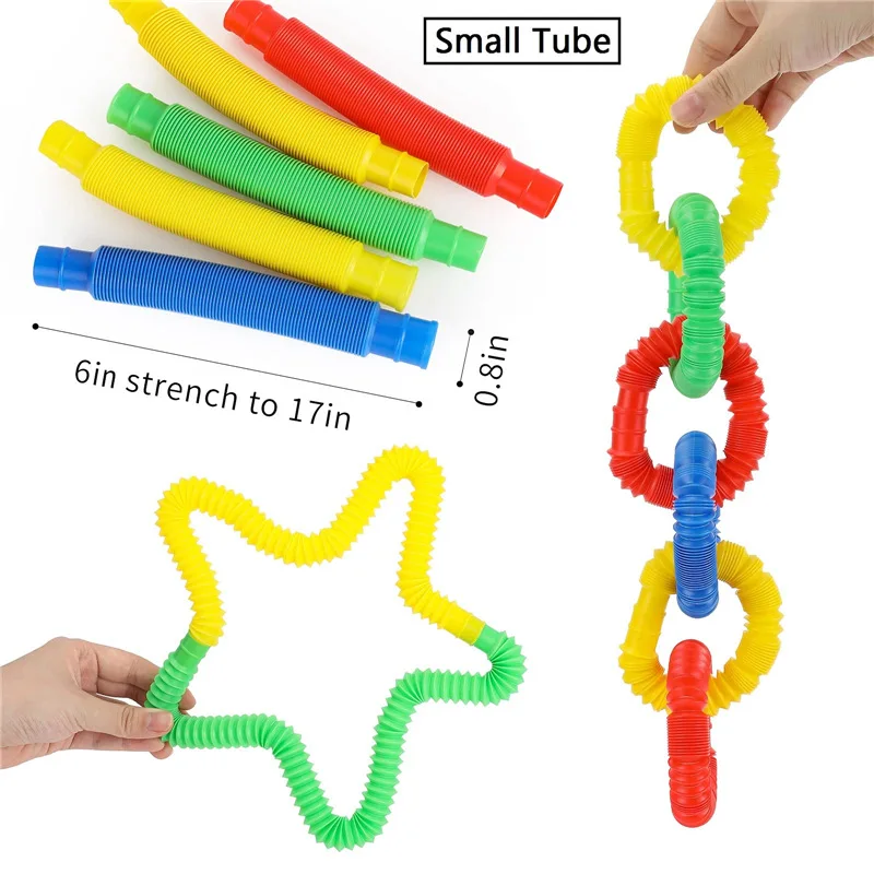 1/8 PCS Flexible Plastic Popular Color Creative Telescopic Pipe Corrugated Decompression Vent Children\'s Toy Birthday Party Gift