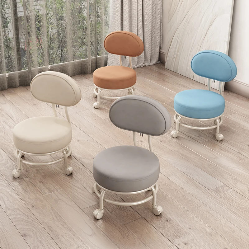 Salon Furniture With Pulley Backrest Round Pedicure Chair Work Low Stool Floor Cleaning Changing Shoes Stools Office Footstool