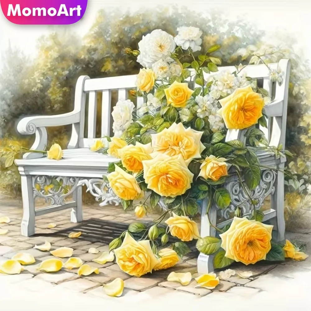 Momoart Blumen-Diamantmalerei-Muster für Erwachsene und Anfänger, Diamant-Mosaik-Stuhl, DIY-Kreuzstich-Set, Stickerei, Kindergeschenk