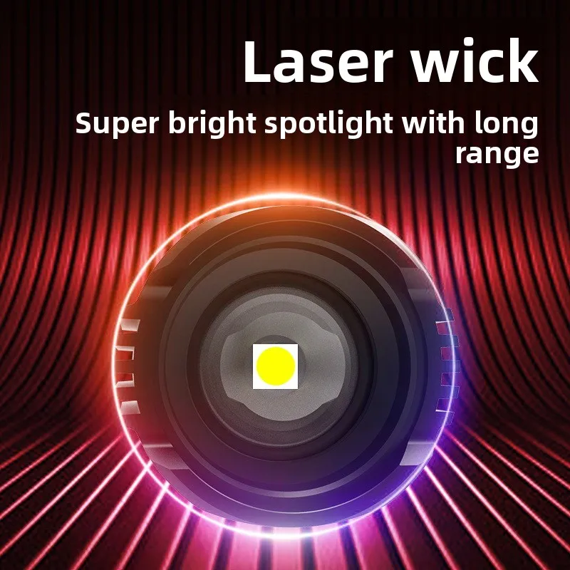 LCD Digital Display White Laser Flashlight Zoomable Ultra Bright Rechargeable Portable LED Outdoor Torch
