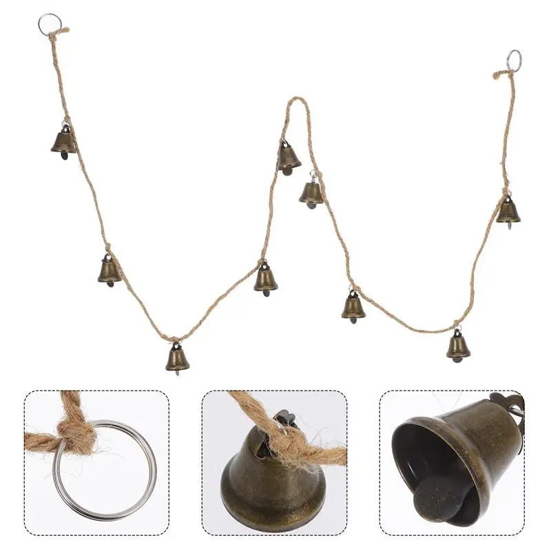 Christmas Bells String Vintage Bell Strings Pendants String Of Bells Metal Christmas Bells Xmas Wall Hanging Wreath Cow Bells