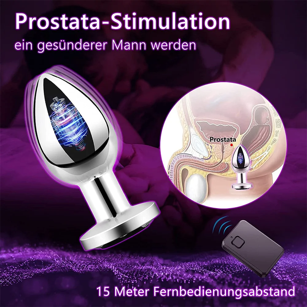 Tapón anal de Metal con Control remoto, vibrador Anal masculino, consolador retardante de eyaculación, máquina SEXUAL DE ACERO INOXIDABLE