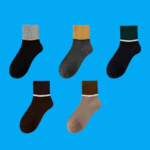 5/10 Pairs Men's Mid-Tube Socks Men's Cotton Socks Breathable Deodorant Sports Socks Autumn and Winter Thick Cotton Socks