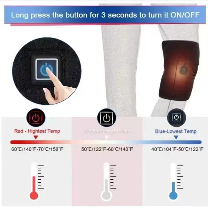 Electric Knee Heating Pad USB Heated Knee Brace Support for Arthritis Joint Old Cold Leg Knee Warmer