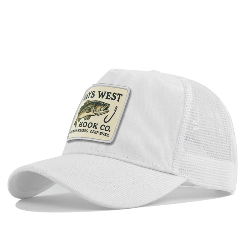 Hochwertige Angler-Baseballkappe mit Stickerei für Herren und Damen, Outdoor-Angler-Snapback-Mesh-Kappe, atmungsaktiver Sonnenschutz, Dad-Trucker-Hut