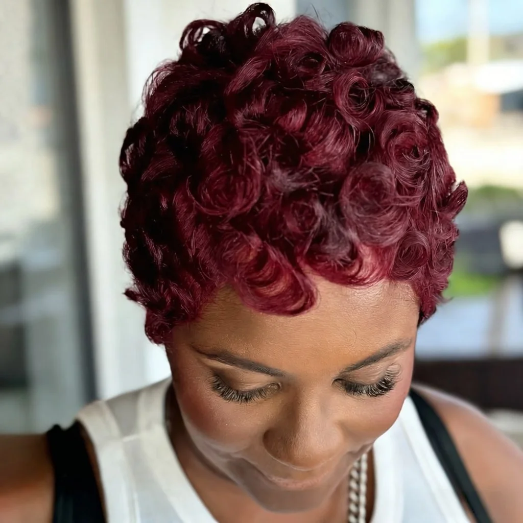 

Женский парик с стрижкой пикси - полностью машинное производство, натуральный черный вьющийся многослойный парик с челкой, короткие вьющиеся волосы 6 дюймов, плотность 150% Remy