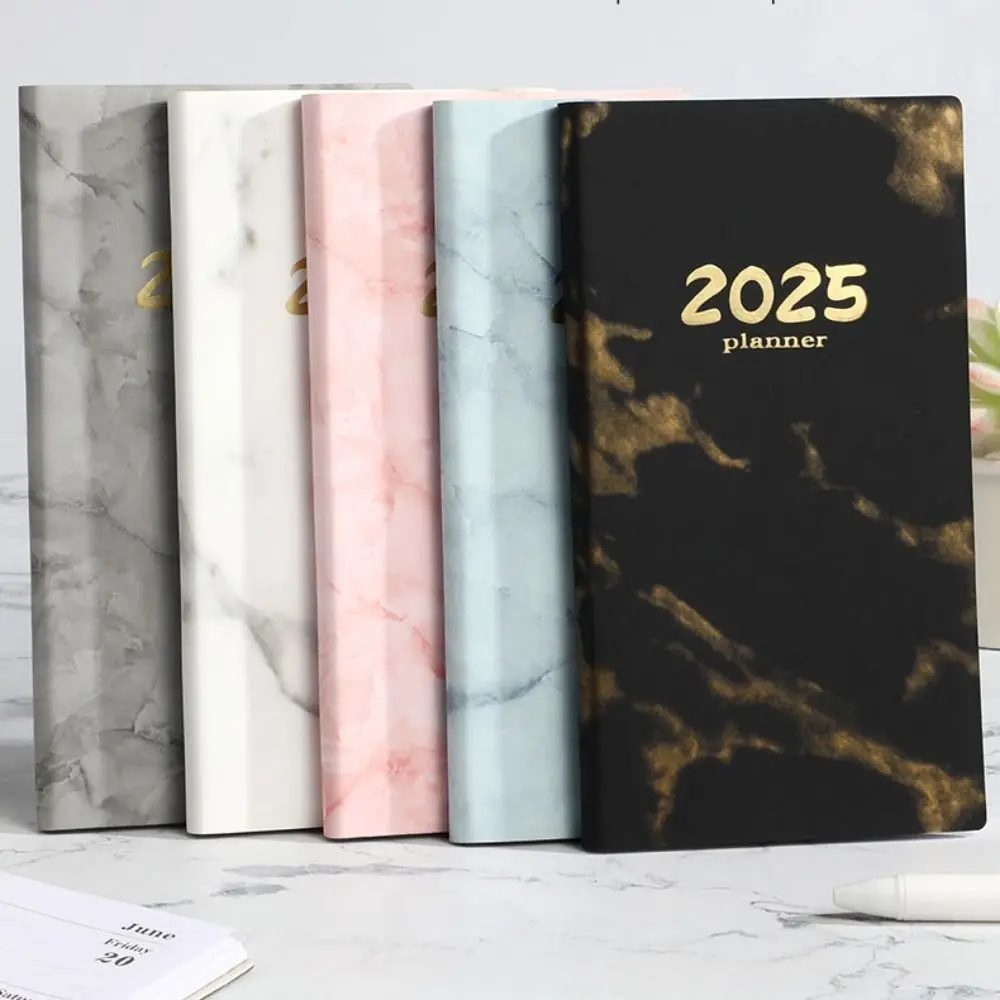 Draagbaar A6 2025 Agendaboek Met Kalenderpocket Notitieboekjes Gemarmerd Omslagdagboek Wekelijkse Planner Schoolkantoor