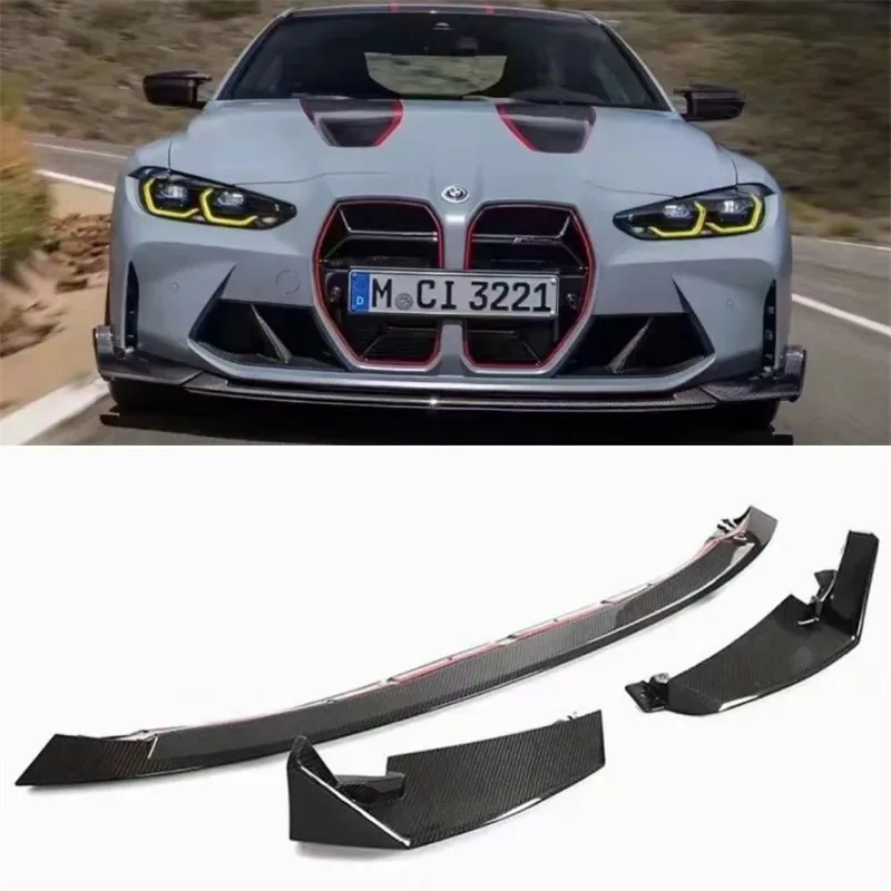 

For BMW G80 G82 M3 M4 2020 2021 2022 ReaI Carbon Fiber Front Bumper Lip Spoiler Kit
