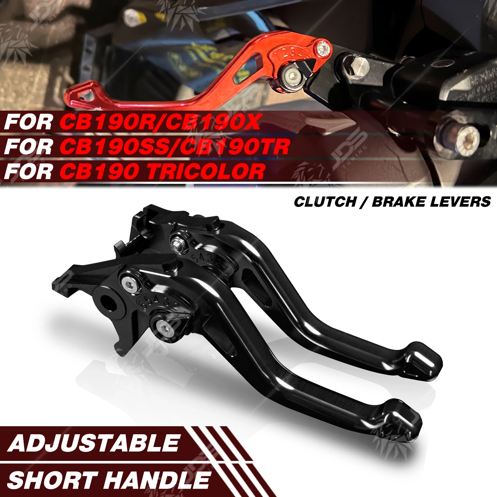 For Honda CB190R/CB190X/CB190SS/CB190TR/TRICOLOR Racing Short Brake Lever Set Adjustable Handle Levers Three-Fingers Accessories