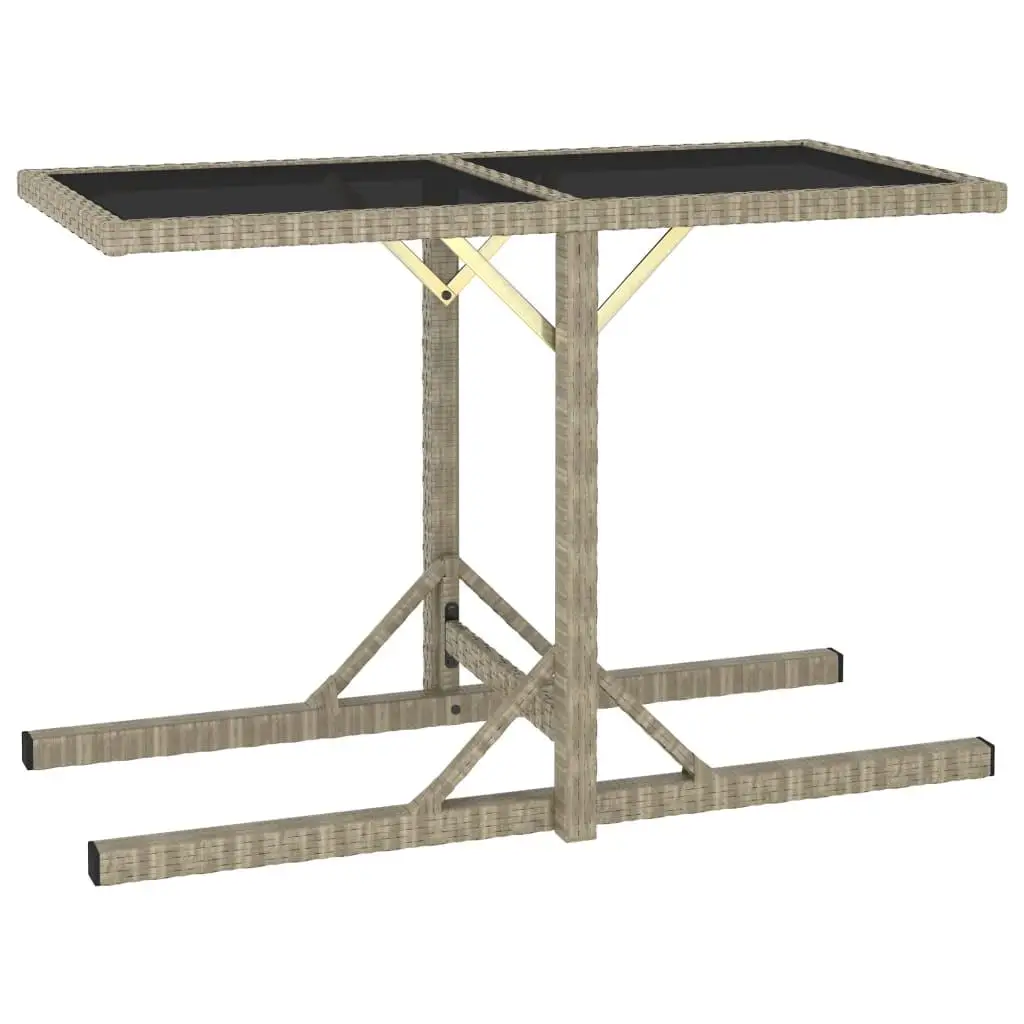 Beige Garden Table 110x53x72 cm - Stylish Glass Top with Durable Poly Rattan Design