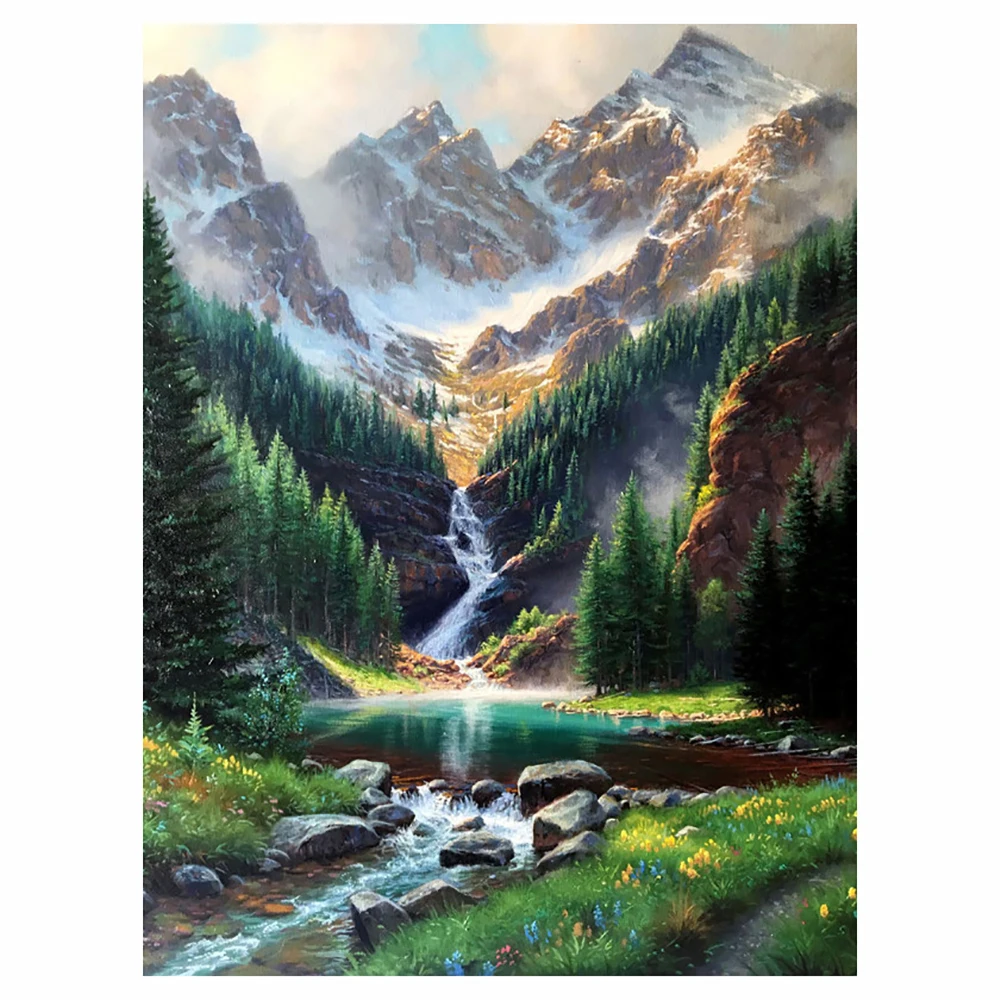 LZAIQIZG 5D Diamond Painting Snow Mountain Waterfall Diamond Embroidery Landscape Cross Stitch Handicraft Decoration For Home