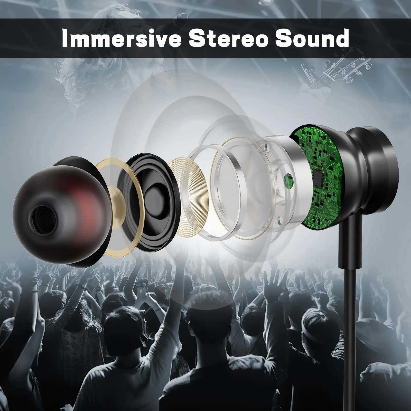 Tipo C Cuffie cablate Auricolari HiFi con cancellazione del rumore da 3,5 mm per Samsung iPhone 17 16 15 Xiaomi Huawei Cuffie per tablet per computer