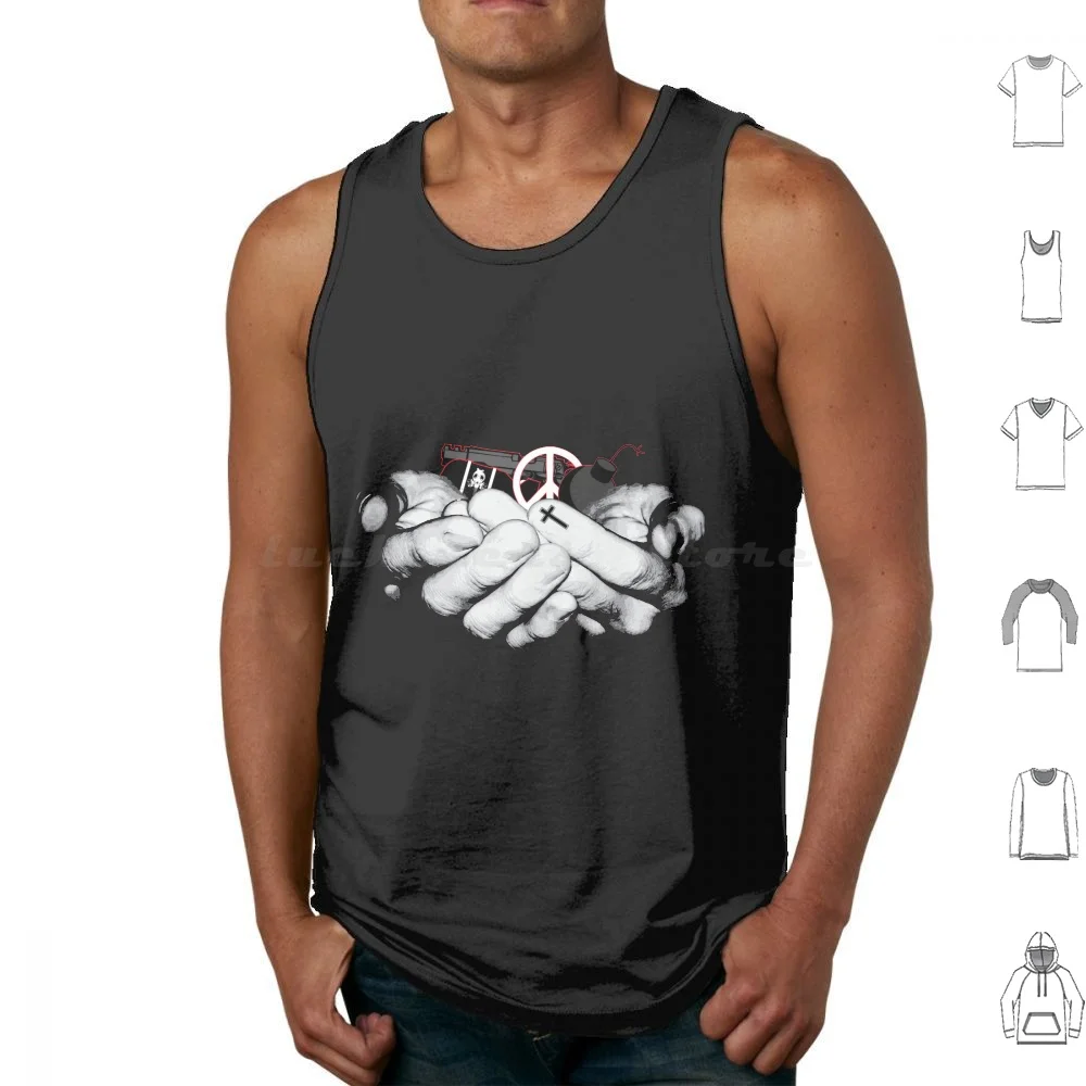 Welcome To The Real War... Tank Tops Vest Sleeveless Red Grey Black Peace War Bomb Gun Guns Dissolve