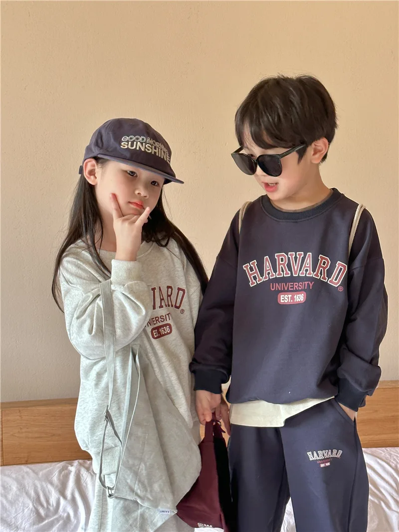 Baby Girl Clothes Suit Children Suit 2024 Autumn New Boys Monogram Printed Tracksuit Baby Hoodie Sweatpants Two-piece Set