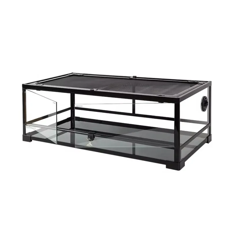 

35 Gal 132 L Black Reptile Terrarium Full Glass Sides Sturdy Structure Visible Viewing Easy Assembly Reptile Vivarium
