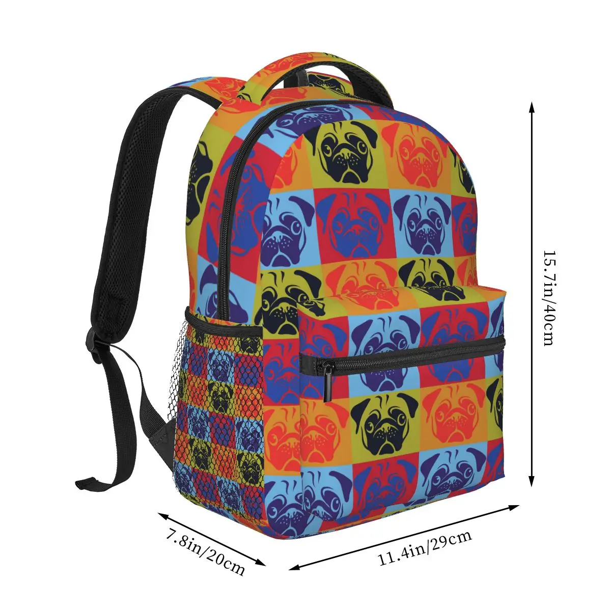 Pug Dog Pop Art By AiReal Apparel Framed Backpacks Boys Girls Bookbag Students School Bags Cartoon Laptop Rucksack Shoulder Bag