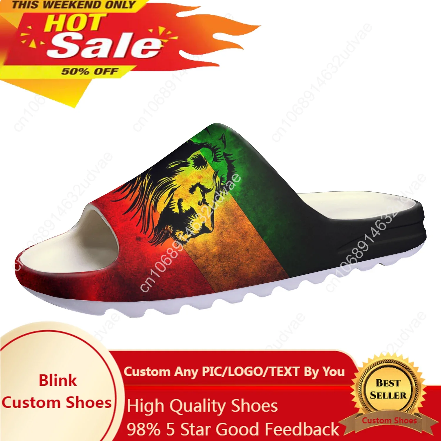 Reggae Rastafarian Rasta Rastafari Lion Of Judah Soft Sole Sllipers uomo donna adolescente sandali personalizzati Step On Water Shoes