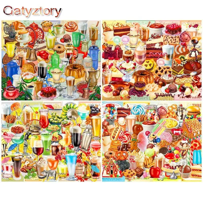 

GATYZTORY 60x75cm Painting By Numbers Handpainted Number Painting Food Hamburg DIY Paint By Numbers Adults Crafts Home Decor