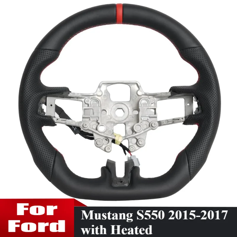 

Heated Steering Wheel For Ford Mustang S550 2015 2016 2017 Perforated Leather Car Steering Wheel with Heating Function