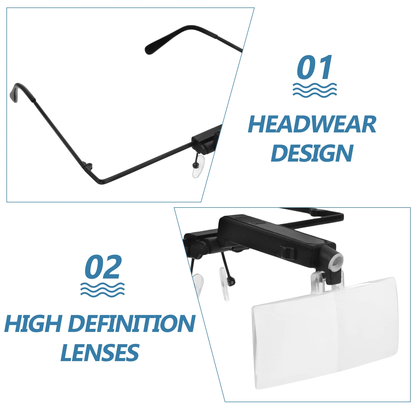 

Headband Magnifying Glass with LED Light for Circuit Board Repair Watch Instrument Inspection High-Definition Lens Teaching