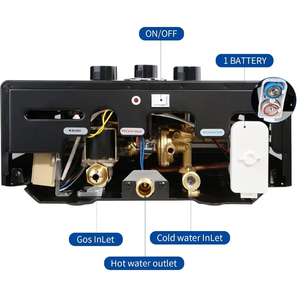 ถังแก๊สแบบพกพา16L 4.21GPM เครื่องทำน้ำอุ่นไม่มีถังมีเครื่องทำน้ำอุ่นโพรเพนเครื่องทำน้ำอุ่นใช้กลางแจ้งพร้อมจอแสดงผลดิจิตอล