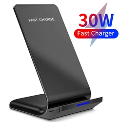 30W Qi Wireless Charger Stand Fast Charging Dock Station Phone Holder For iPhone Pro X XS Max XR Samsung Huawei Xiaomi