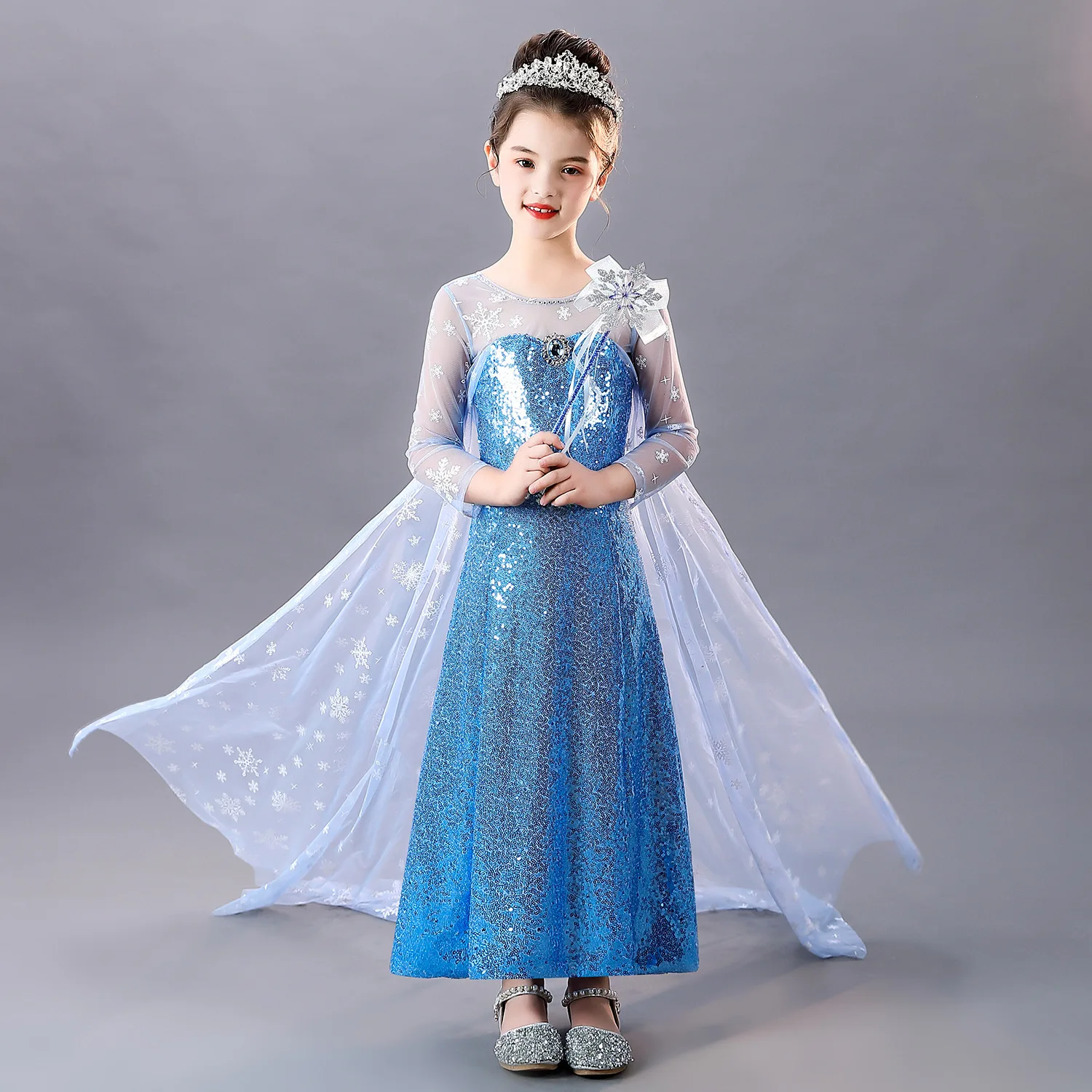 

Shiny Toddler Little Girls Movie Princess Frozen Elsa Birthday Party Cosplay Halloween Fancy Dress