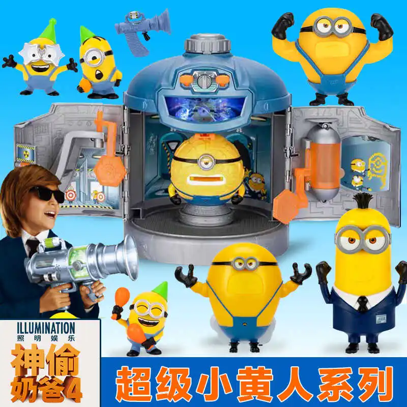 New Movie Despicable Me 4 Minions The Same Toy Sound And Light Poof Launcher  Ring Fart Launcher Doll Elastic  Minions  Toy Gift