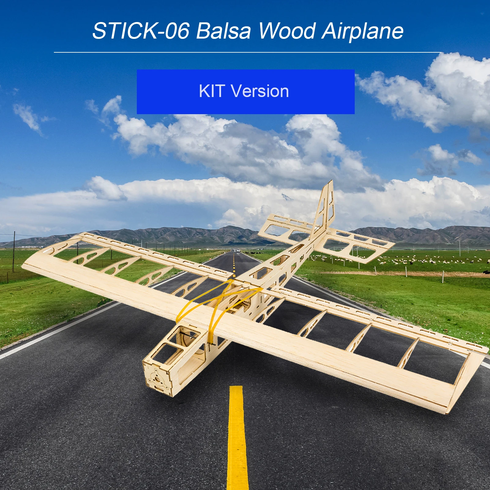 Dancing Wings Hobby R03 STICK-06 Airplane 580mm Wingspan Balsa Wood Aircraft DIY Flying Toy for Adults Outdoor KIT Version