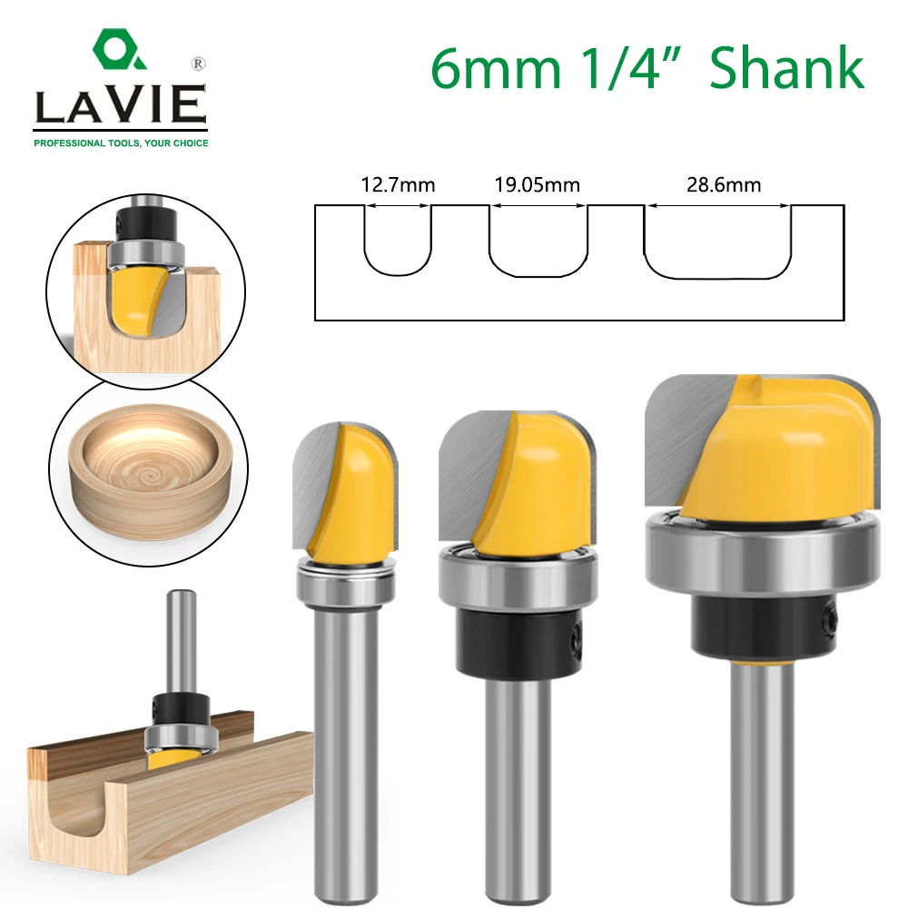 

3 шт. 6 мм 1/4 Shank1/2 "3/4" 1-1/8 "диаметр чаши и лотка, инструмент для резки дерева, фрезы для деревообработки