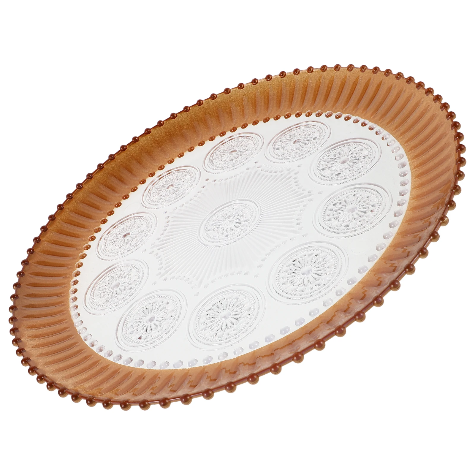 

Party Restaurant Round Gold Trimmed Plates 28cm Pet Plastic Reusable Fruit Tray Dinnerware Set Birthday Wedding