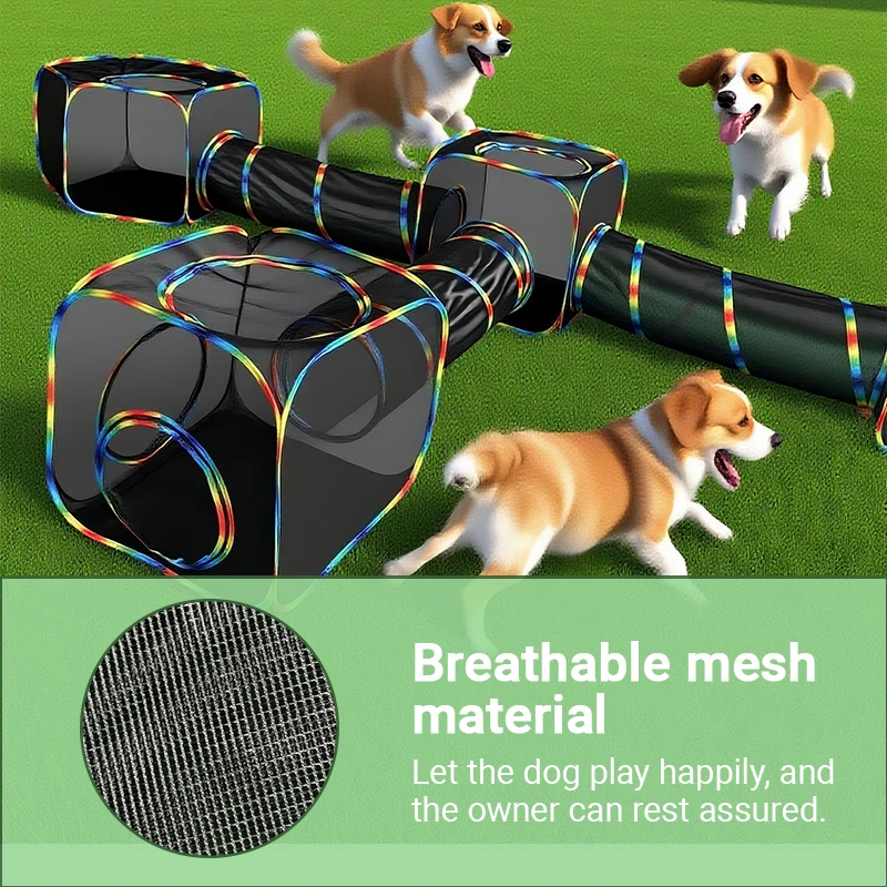 

Rainbow Cat Fence Portable Outdoor Mesh Playhouse Tunnel for Small Animals Pet Fun Zone Indoor Outdoor Playground