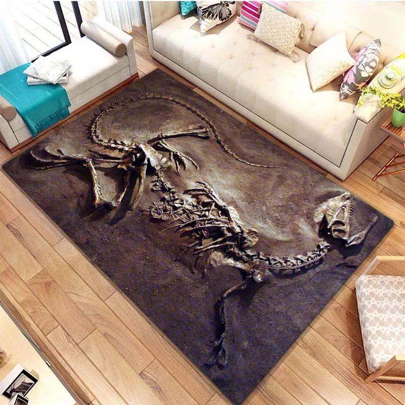 Jurassic Dinosaur Fossil Dinosaur Pattern Area Rugs for Living Room Bedroom Decoration Children Play Room Mat Anti-slip Carpets