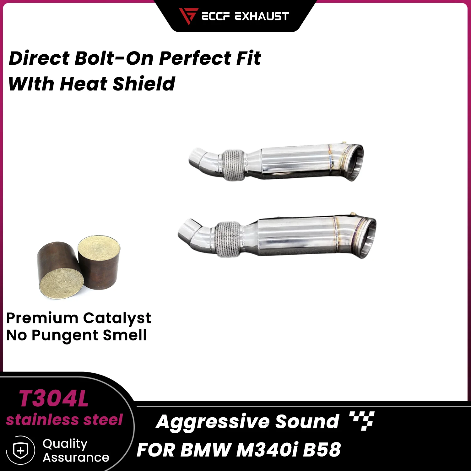 

Sporty Downpipe For BMW M340i B58 Aggressive Exhaust Sound High Flow Easy Installation