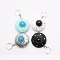 Cute UFO Keyring Mini LED Light Flying Saucer Keychain Creative Spaceship Model Pendant Jewelry for Children and Adults